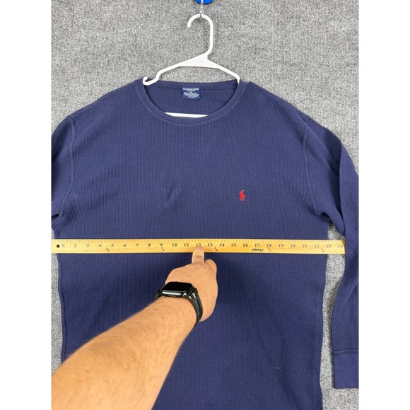 Polo Ralph Lauren Sleepwear 2XL Navy Blue Waffle Knit Thermal Shirt Red Pony - Picture 3 of 7